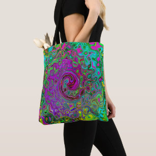 Groovy Purple Abstract Retro Liquid Swirl Tote Bag