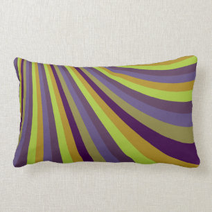 Groovy Purple and Green Rainbow Slide Stripes Patt Lumbar Cushion