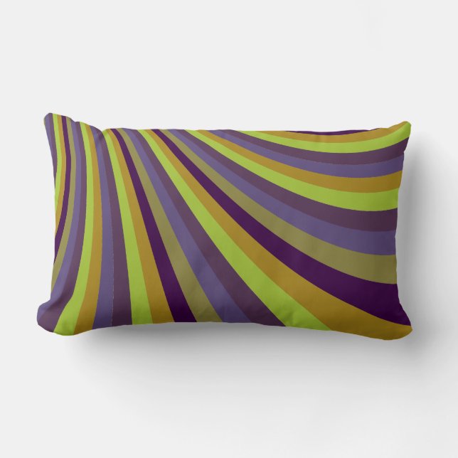 Groovy Purple and Green Rainbow Slide Stripes Patt Lumbar Cushion (Front)