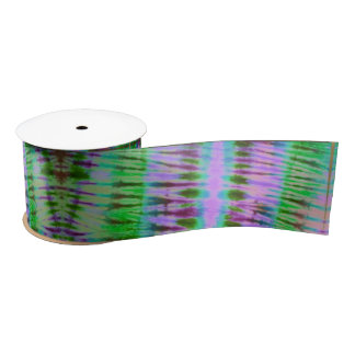 Groovy Purple and Green Tie Dye Ribbon Satin Ribbon