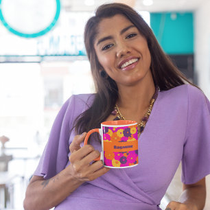 Groovy Purple and Pink Hippie Flower Power Mug