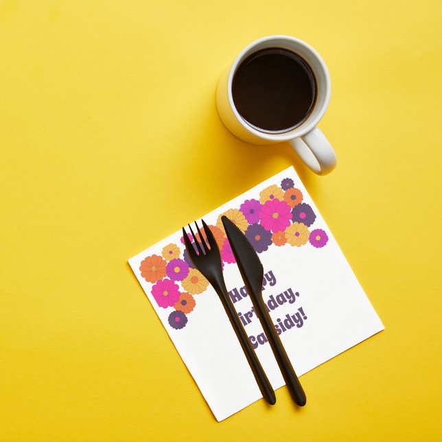 Groovy Purple and Pink Hippie Flower Power Napkin (Creator Uploaded)
