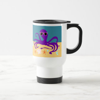 Groovy Purple Cartoon Octopus Fun Ocean Art Travel Mug