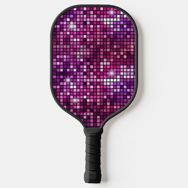 Groovy Purple Disco Ball Retro 70's Pickleball Paddle (Back)