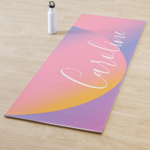Groovy Purple Gradient   Personalised Script Name Yoga Mat