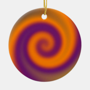 groovy purple orange art ceramic tree decoration