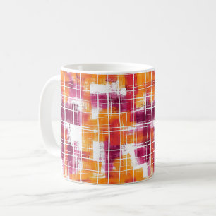 Groovy Purple Orange Plaid Stripes Coffee Mug