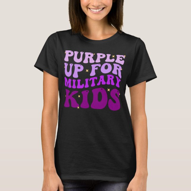 Groovy Purple Up For Military Kids Military Child T-Shirt (Front)