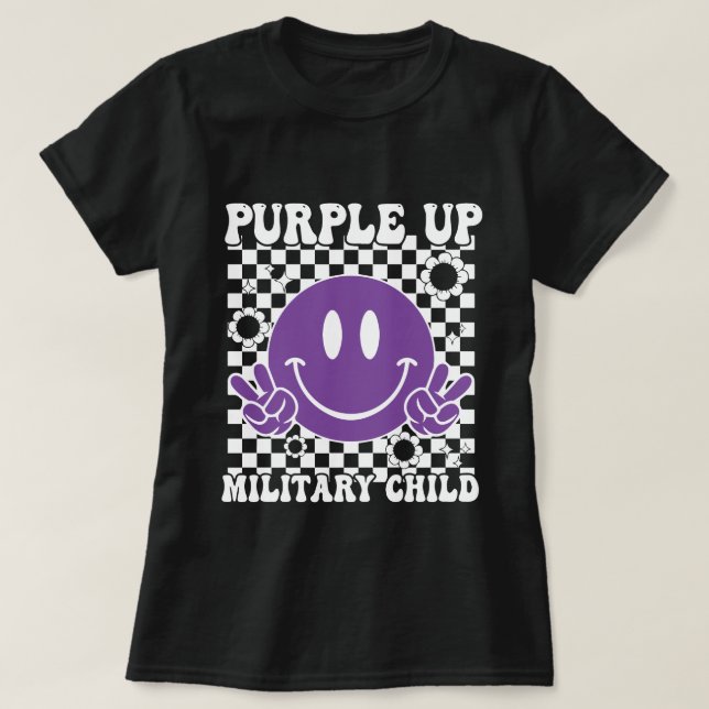 Groovy Purple Up For Military Kids Shirt Military  (Design Front)