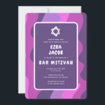 Groovy Purple Waves Star David Custom Bar Mitzvah Invitation<br><div class="desc">Perfect card to announce a bat mitzvah, bar mitzvah or other Jewish celebration! Hand made art for you with handlettering on the back side! FULLY CUSTOMIZABLE! Click on “Personalise” above to edit the text. Click "edit using design tool" to adjust the fonts, colours and placements and to delete the back...</div>