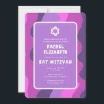 Groovy Purple Waves Star David Custom Bat Mitzvah Invitation<br><div class="desc">Perfect card to announce a bat mitzvah or other Jewish celebration! Hand made art for you with handlettering on the back side! FULLY CUSTOMIZABLE! Click on “Personalise” above to edit the text. Click "edit using design tool" to adjust the fonts, colours and placements and to delete the back side design...</div>