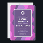 Groovy Purple Waves Star David Custom Bat Mitzvah Invitation<br><div class="desc">Perfect card to announce a bat mitzvah or other Jewish celebration! Hand made art for you with handlettering on the back side! FULLY CUSTOMIZABLE! Click on “Personalise” above to edit the text. Click "edit using design tool" to adjust the fonts, colours and placements and to delete the back side design...</div>