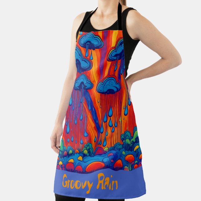 Groovy Rain Retro Style Apron (Insitu)