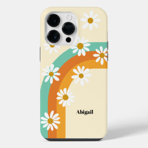 Groovy Rainbow 1970s Style Boho Daisy Personalised iPhone 14 Pro Max Case