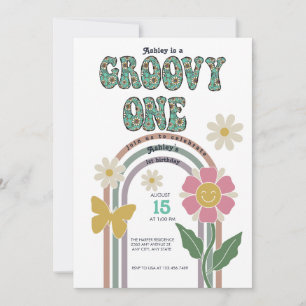 Groovy Rainbow   1st birthday invitations