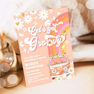 Groovy Rainbow Birthday Party Birthday Invitation