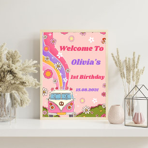 Groovy Rainbow Birthday Party Welcome Sign