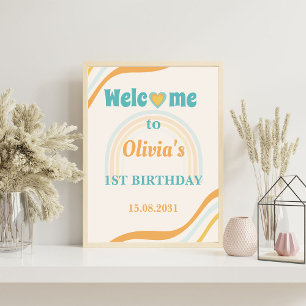 Groovy Rainbow Birthday Party Welcome Sign