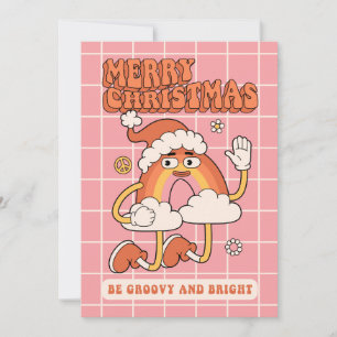Groovy Rainbow Christmas - Be Bright and Merry Holiday Card