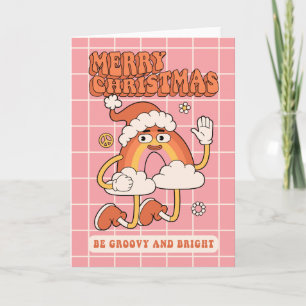 Groovy Rainbow Christmas - Be Bright and Merry Holiday Card