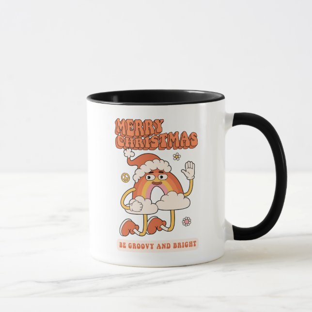 Groovy Rainbow Christmas - Be Bright and Merry Mug (Right)