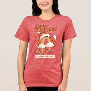 Groovy Rainbow Christmas - Be Bright and Merry Tri-Blend Shirt