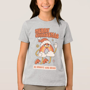 Groovy Rainbow Christmas - Be Bright and Merry Tri-Blend Shirt