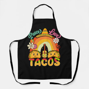 Groovy Rainbow Festival Mexican Food Lover Peace L Apron