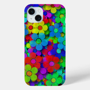 Groovy Rainbow Flowers iPhone 15 Mini Case