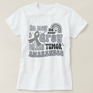 Groovy Rainbow In May We Wear Grey Brain Tumour T-Shirt