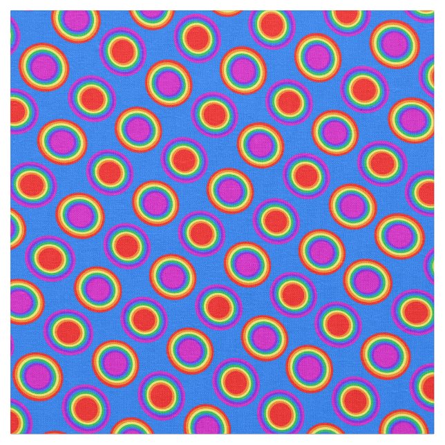 Groovy Rainbow of Concentric Circles Fabric (Close Up)