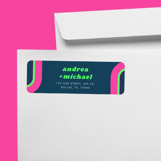 Groovy Rainbow Pink Teal Lime Green Retro Wedding (Creator Uploaded)