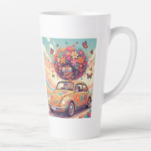Groovy Rainbow Retro 70s Boho Flower Power Latte Mug