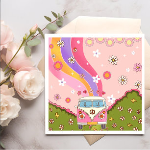 Groovy Rainbow Retro Birthday Party Napkin