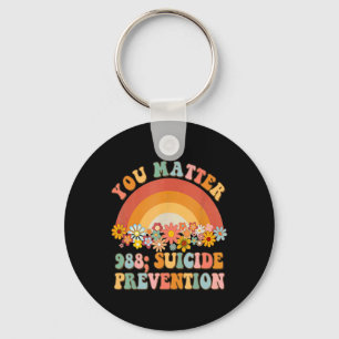 Groovy Rainbow You 988 Suicide Prevention A  Key Ring