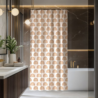 Groovy Rainbows Curtain Terracotta Copper Style