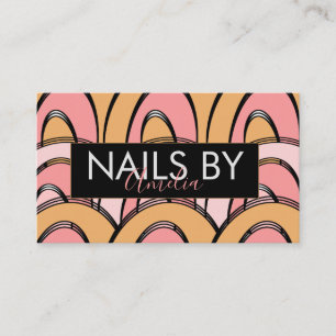 Groovy Rainbows Orange Pink Pattern Business Card