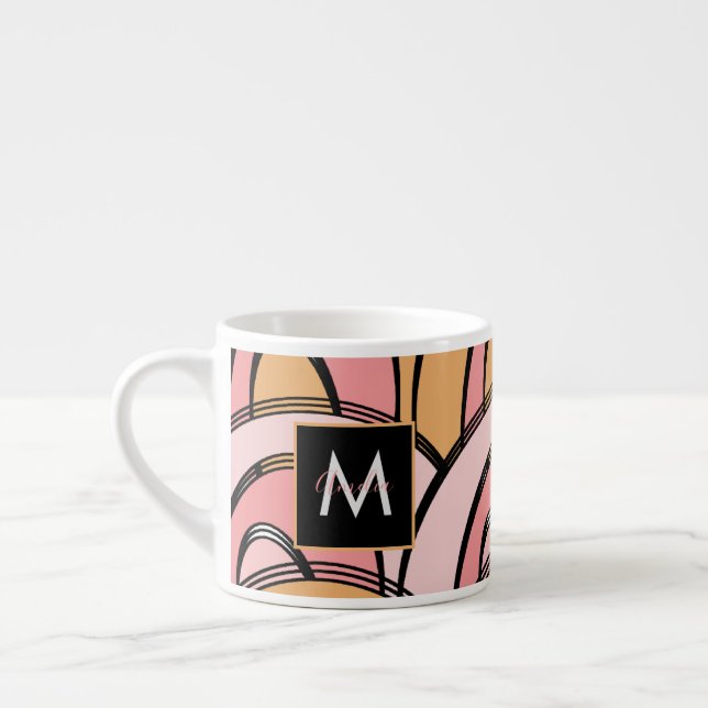 Groovy Rainbows Orange Pink Pattern Espresso Cup (Left)