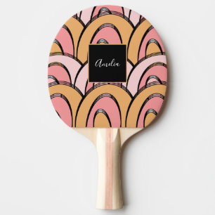 Groovy Rainbows Pattern Orange Pink    Ping Pong Paddle