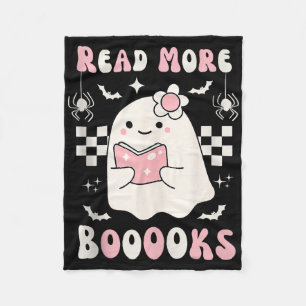 Groovy Read More Books Cute Ghost Boo Funny Hallow Fleece Blanket