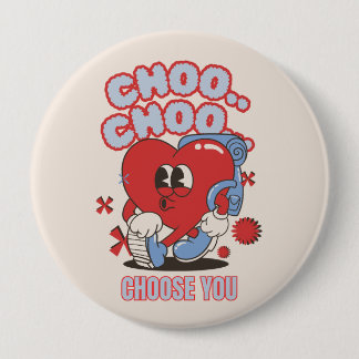 Groovy Red Heart singing Valentines  10 Cm Round Badge
