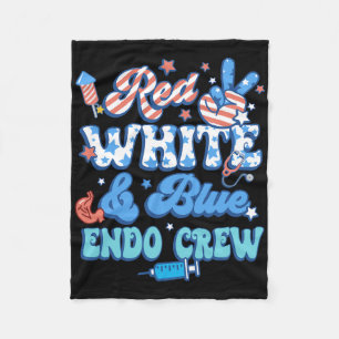Groovy Red White Blue Endo Crew Endo Nurse 4th Of Fleece Blanket