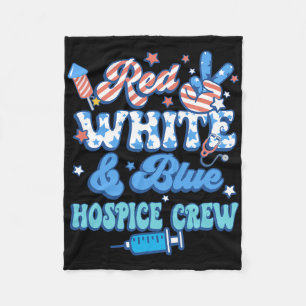 Groovy Red White Blue Hospice Crew Hospice Nurse 4 Fleece Blanket