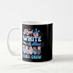 Groovy Red White Blue Nicu Crew Nicu Nurse 4th Of Coffee Mug