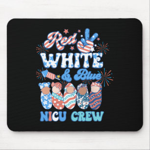 Groovy Red White Blue Nicu Crew Nicu Nurse 4th Of Mouse Mat