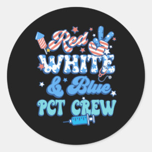 Groovy Red White Blue Pct Crew 4th Of July Classic Round Sticker