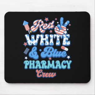 Groovy Red White Blue Pharmacy Crew Pharmacist 4th Mouse Mat