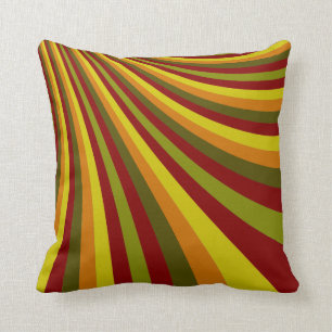 Groovy Red Yellow Orange Green Stripes Pattern Cushion