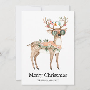 Groovy reindeer Holiday Christmas card