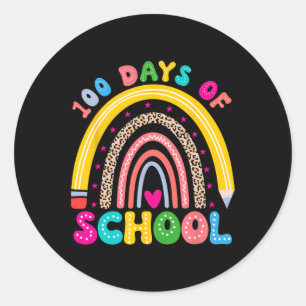 Groovy Retro100 Days Of School Rainbow 100th Day O Classic Round Sticker